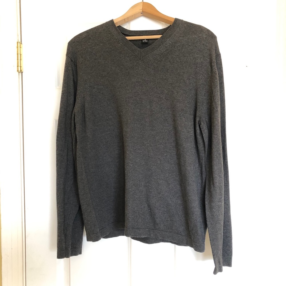 Alfani Pima Cotton V-Neck Sweater Gray Men’s Medium